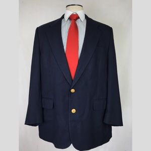 Burberry 46L Navy Blue Blazer Jacket gold buttons